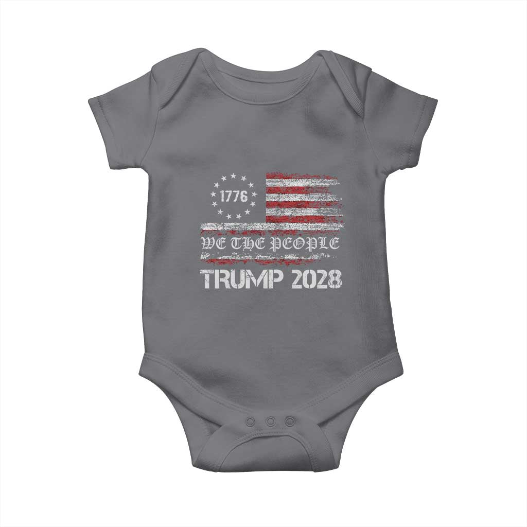 Pro Trump 2028 Baby Onesie America US Flag Retro Vintage TS10 Charcoal Print Your Wear