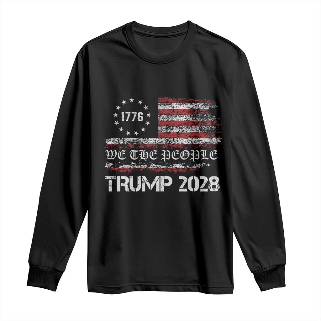 Pro Trump 2028 Long Sleeve Shirt America US Flag Retro Vintage TS10 Black Print Your Wear
