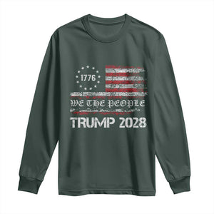 Pro Trump 2028 Long Sleeve Shirt America US Flag Retro Vintage TS10 Dark Forest Green Print Your Wear