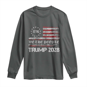 Pro Trump 2028 Long Sleeve Shirt America US Flag Retro Vintage TS10 Dark Heather Print Your Wear