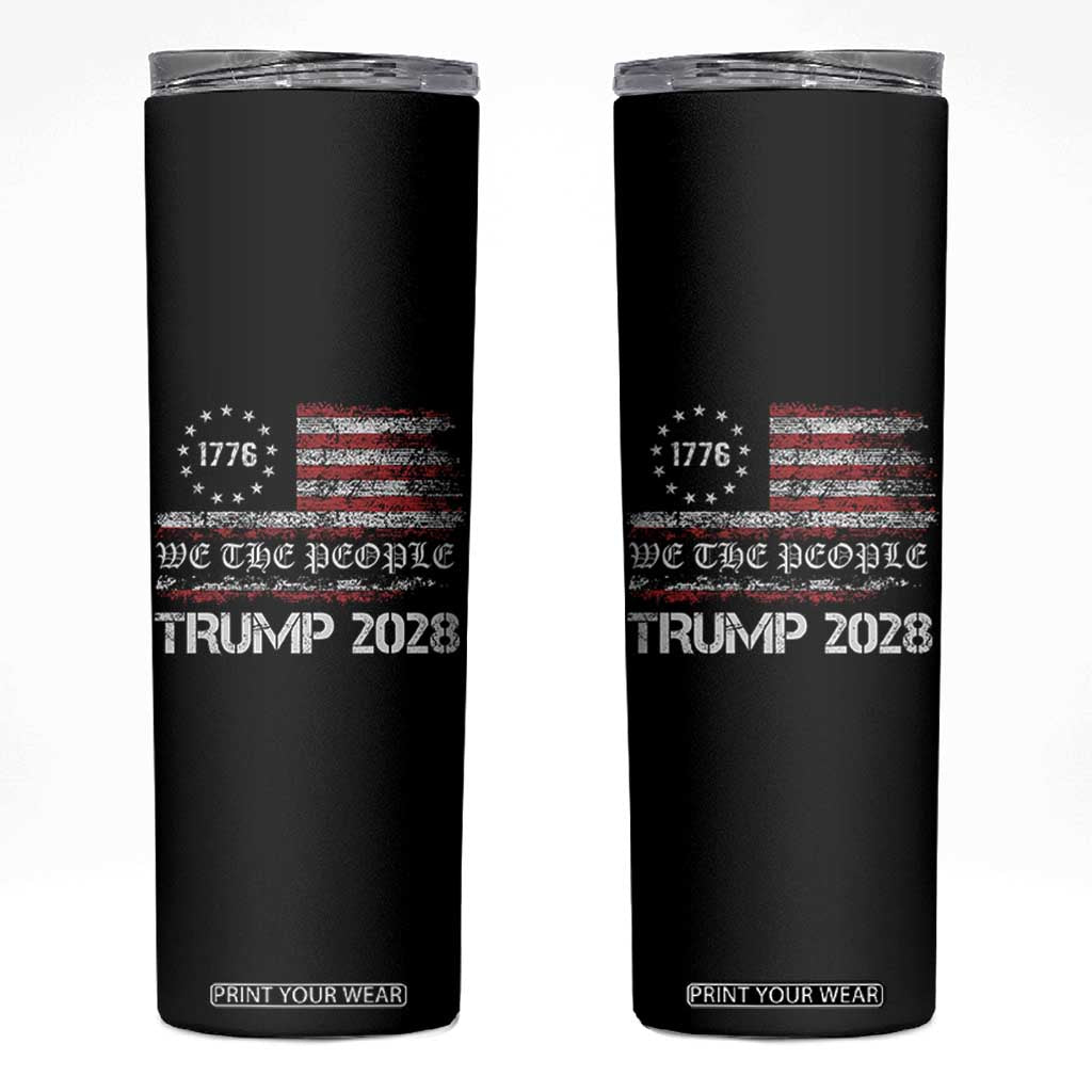 Pro Trump 2028 Skinny Tumbler America US Flag Retro Vintage TS10 Black Print Your Wear