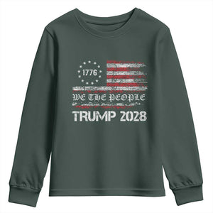 Pro Trump 2028 Youth Sweatshirt America US Flag Retro Vintage TS10 Dark Forest Green Print Your Wear