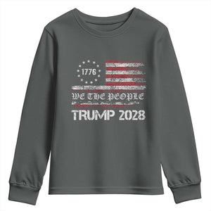 Pro Trump 2028 Youth Sweatshirt America US Flag Retro Vintage TS10 Dark Heather Print Your Wear