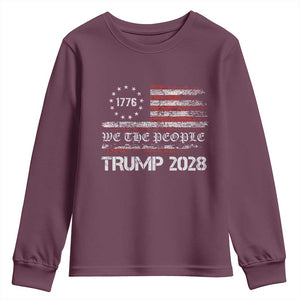 Pro Trump 2028 Youth Sweatshirt America US Flag Retro Vintage TS10 Maroon Print Your Wear