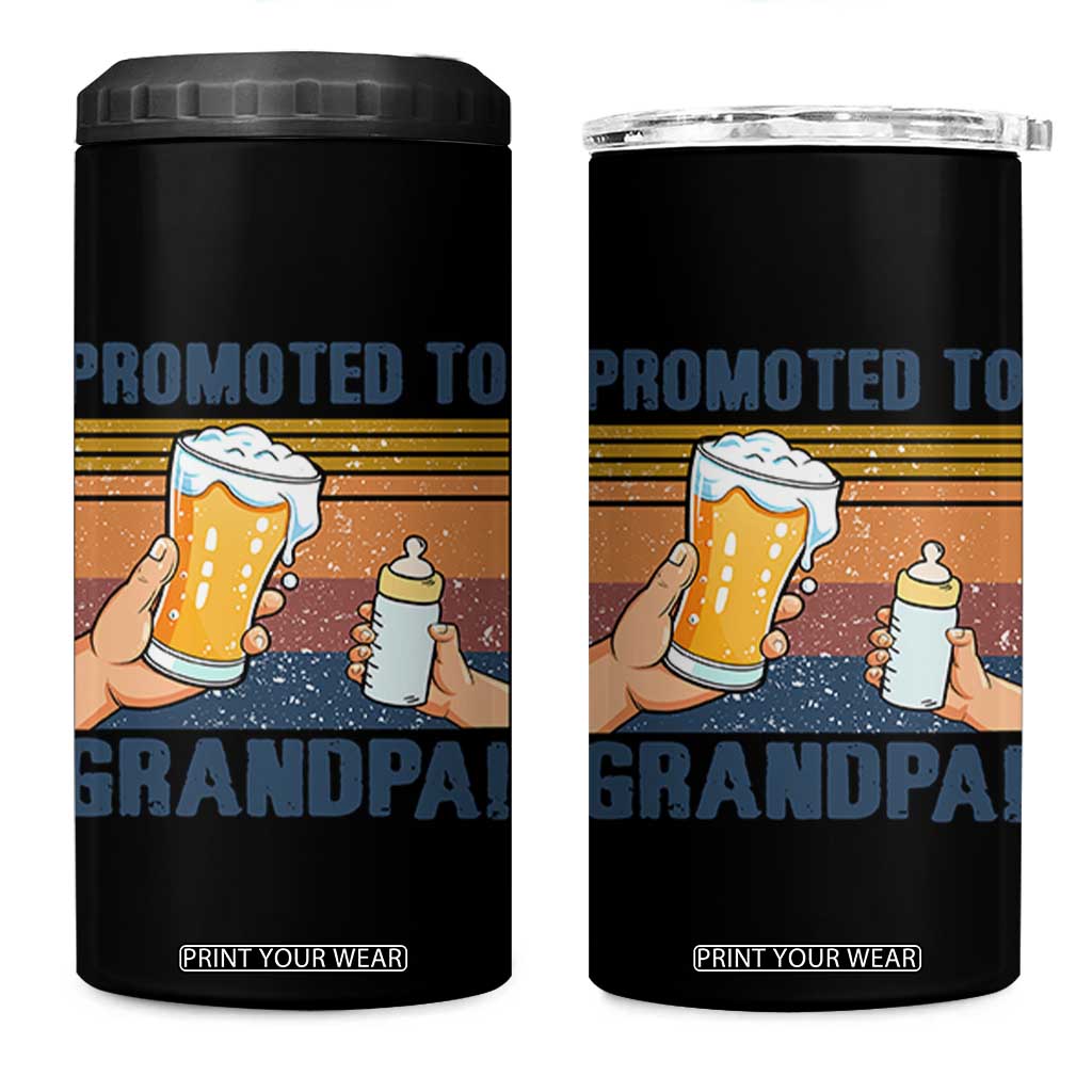 Promoted To Grandpa 4 in 1 Can Cooler Tumbler Retro Vintage Beer Baby Milk Bottle Funny Father's Day TS11 One Size: 16 oz Black Print Your Wear