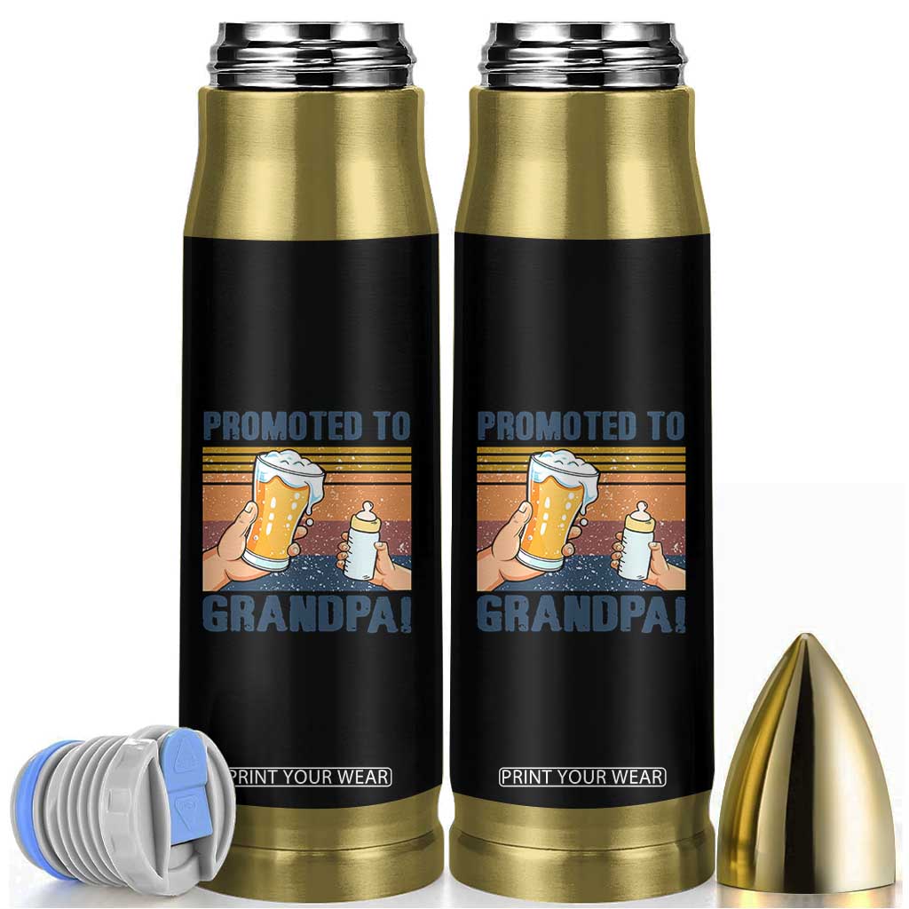 Promoted To Grandpa Bullet Tumbler Retro Vintage Beer Baby Milk Bottle Funny Father's Day TS11 Black Print Your Wear