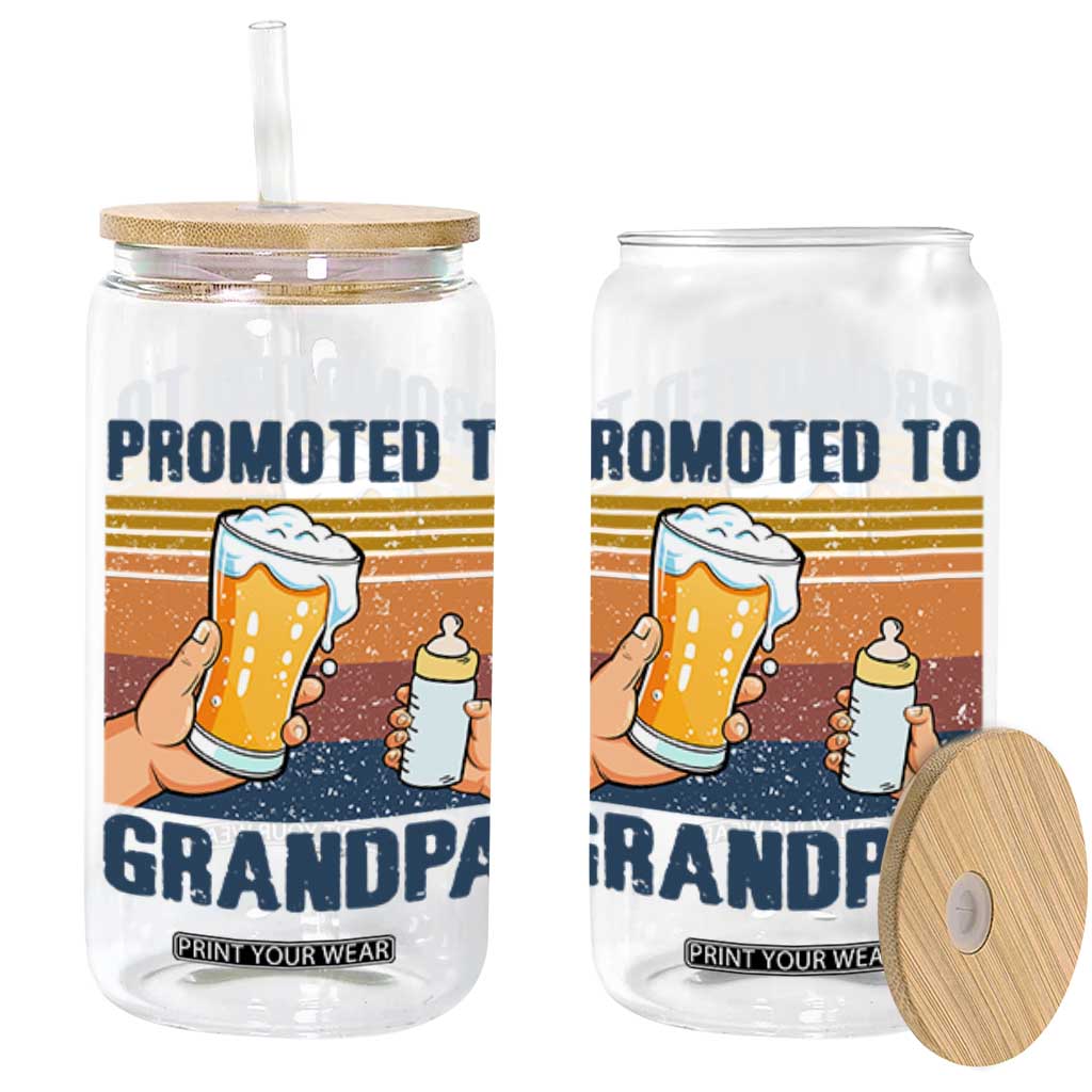 Promoted To Grandpa Glass Can Retro Vintage Beer Baby Milk Bottle Funny Father's Day TS11 Black Print Your Wear