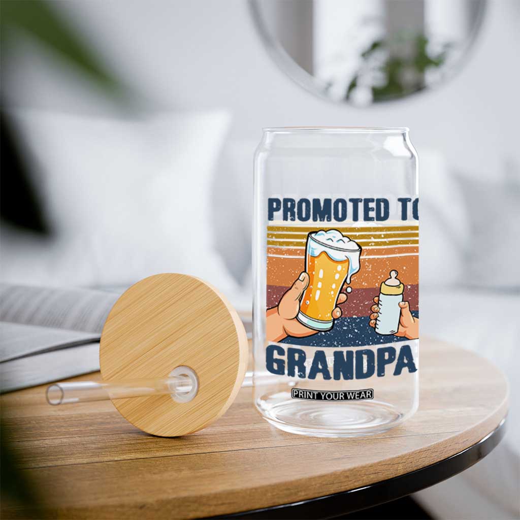 Promoted To Grandpa Glass Can Retro Vintage Beer Baby Milk Bottle Funny Father's Day TS11 Print Your Wear
