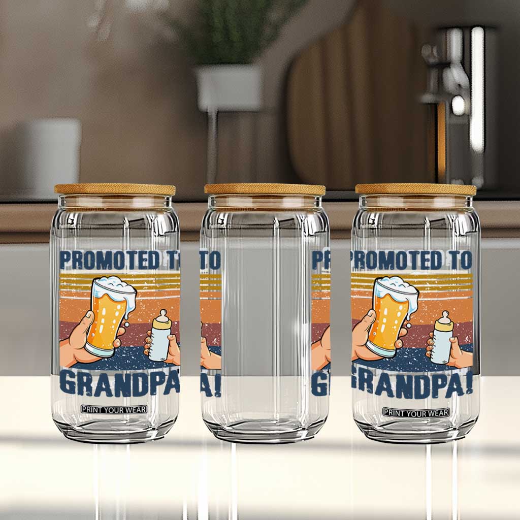 Promoted To Grandpa Glass Can Retro Vintage Beer Baby Milk Bottle Funny Father's Day TS11 Print Your Wear