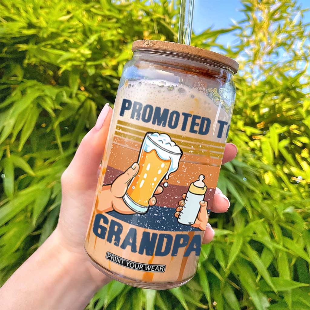 Promoted To Grandpa Glass Can Retro Vintage Beer Baby Milk Bottle Funny Father's Day TS11 Print Your Wear