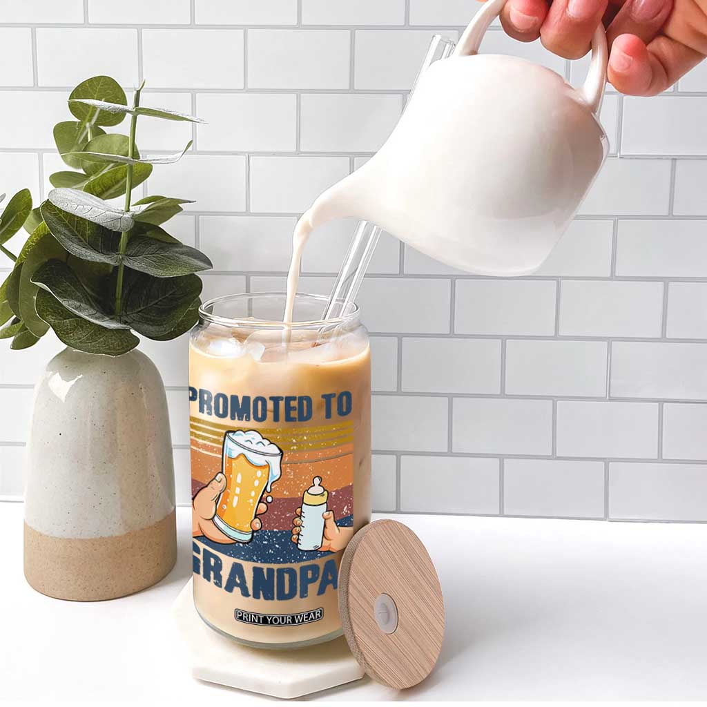 Promoted To Grandpa Glass Can Retro Vintage Beer Baby Milk Bottle Funny Father's Day TS11 Print Your Wear