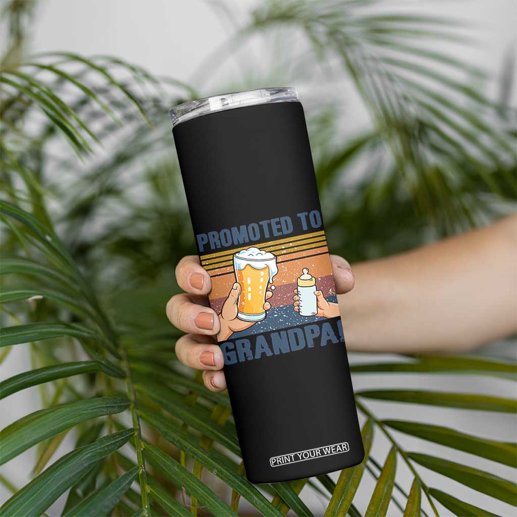 Promoted To Grandpa Skinny Tumbler Retro Vintage Beer Baby Milk Bottle Funny Father's Day TS11 Print Your Wear