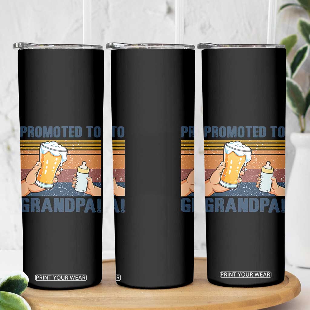 Promoted To Grandpa Skinny Tumbler Retro Vintage Beer Baby Milk Bottle Funny Father's Day TS11 Print Your Wear