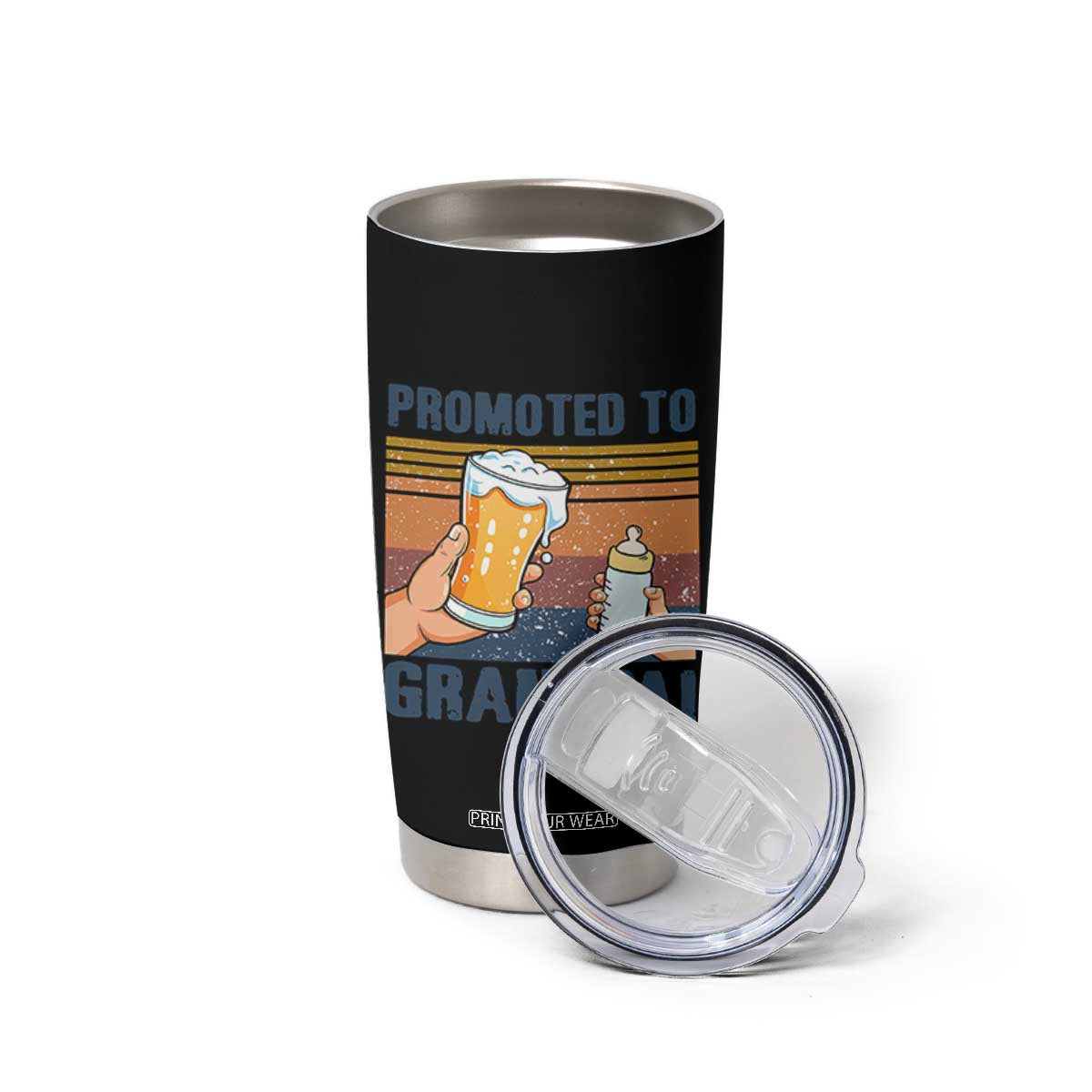 Promoted To Grandpa Tumbler Cup Retro Vintage Beer Baby Milk Bottle Funny Father's Day TS11 Print Your Wear