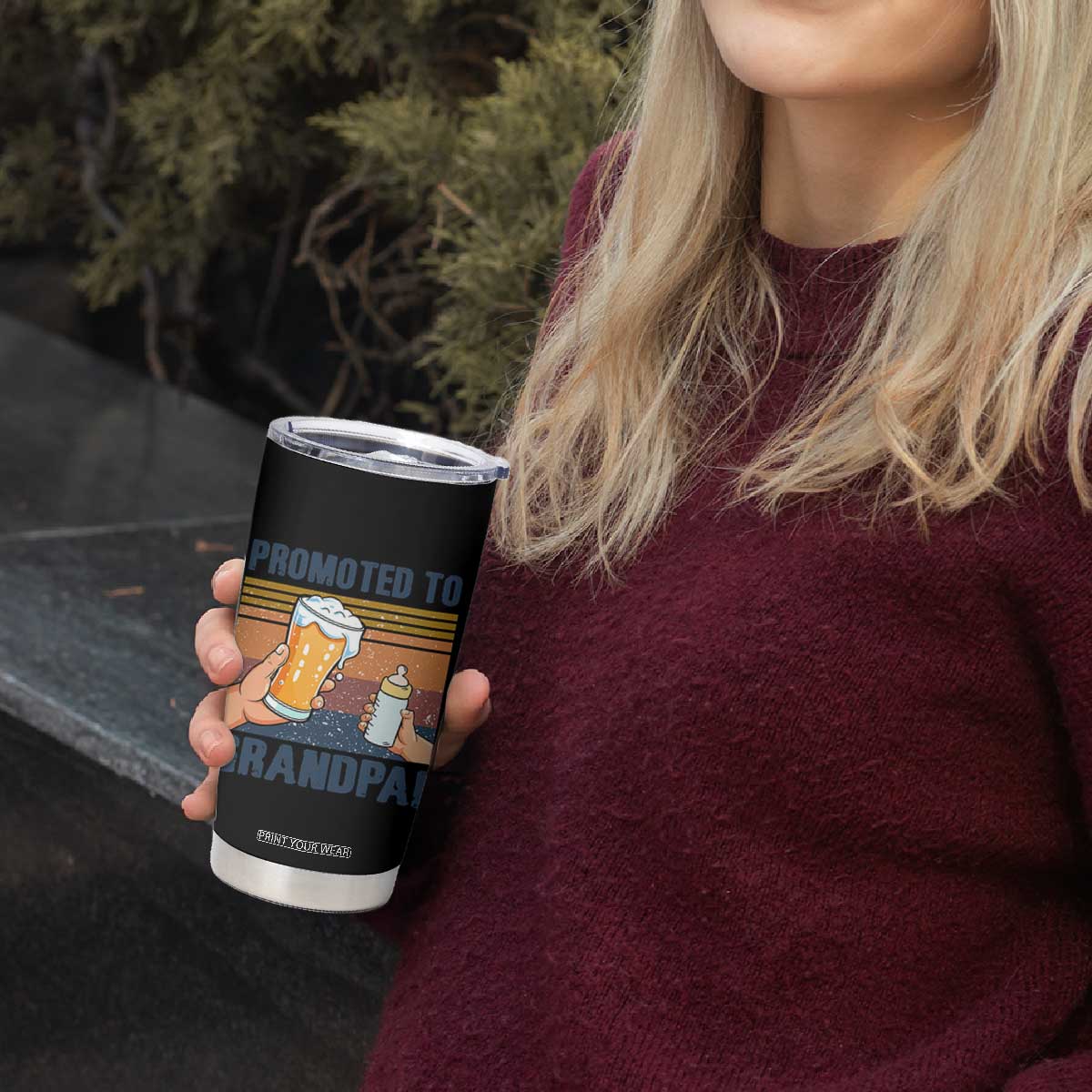 Promoted To Grandpa Tumbler Cup Retro Vintage Beer Baby Milk Bottle Funny Father's Day TS11 Print Your Wear