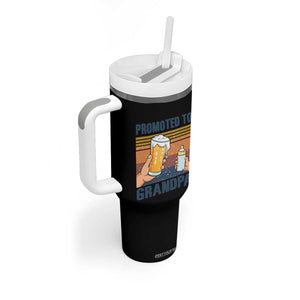 Promoted To Grandpa Tumbler With Handle Retro Vintage Beer Baby Milk Bottle Funny Father's Day TS11 Print Your Wear