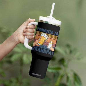 Promoted To Grandpa Tumbler With Handle Retro Vintage Beer Baby Milk Bottle Funny Father's Day TS11 Print Your Wear