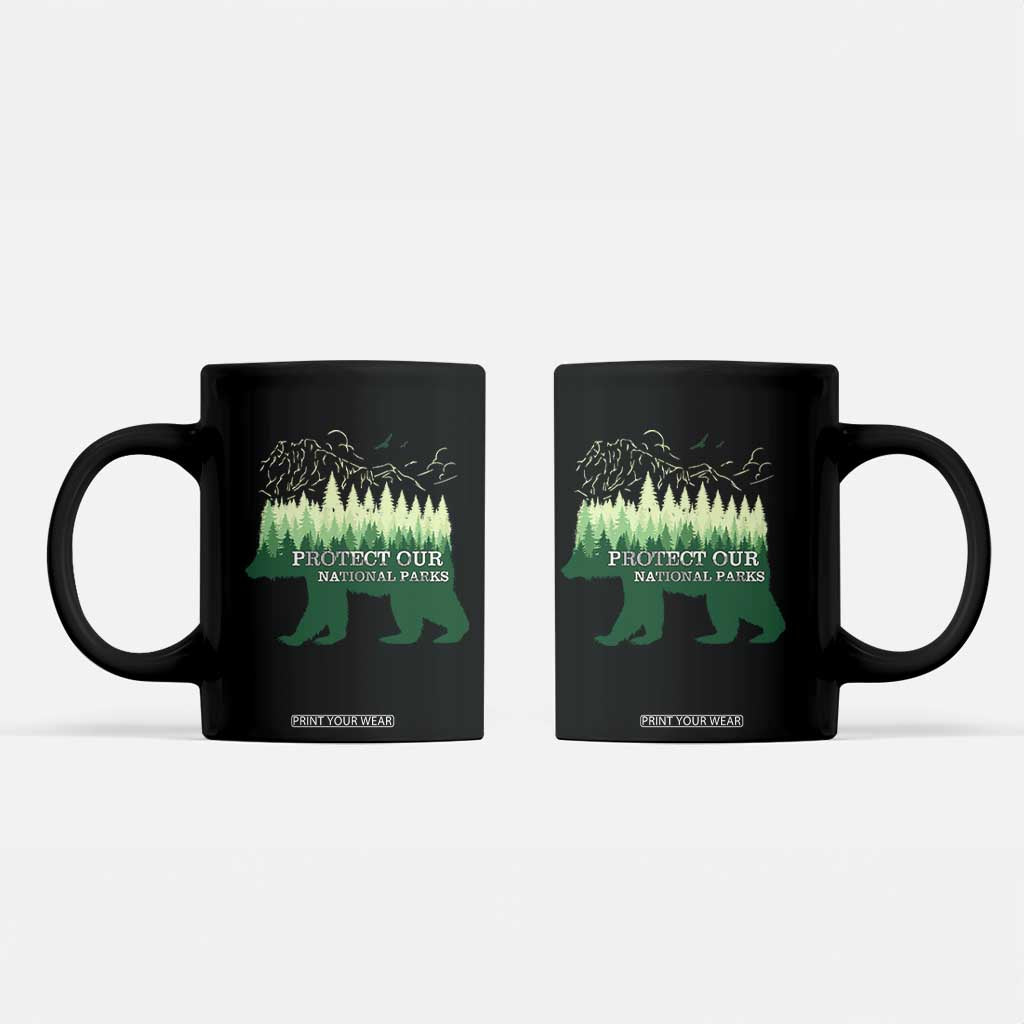 Protect Our Parks National Park Coffee Mug Bear Hiking Nature TS02 Black Print Your Wear