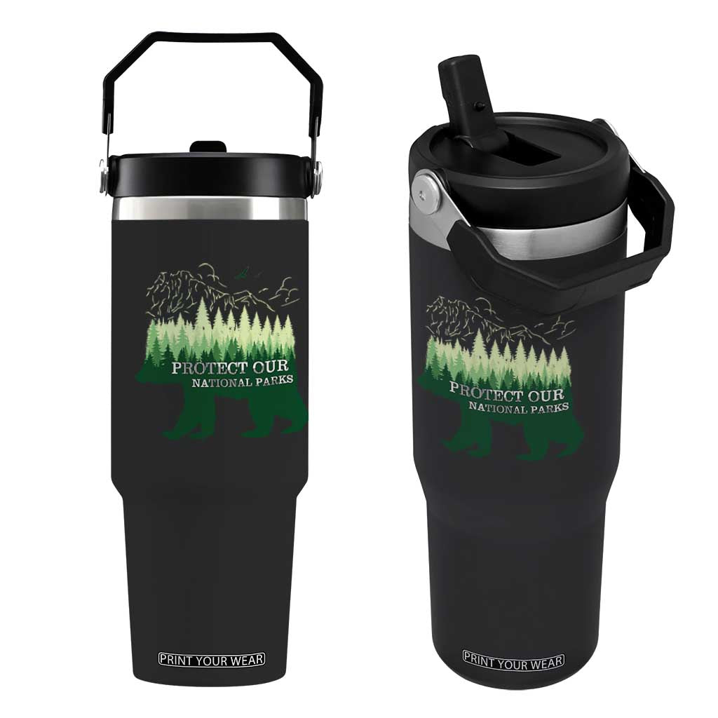 Protect Our Parks National Park Flip Straw Tumbler Bear Hiking Nature TS02 One Size: 30 oz Black Print Your Wear
