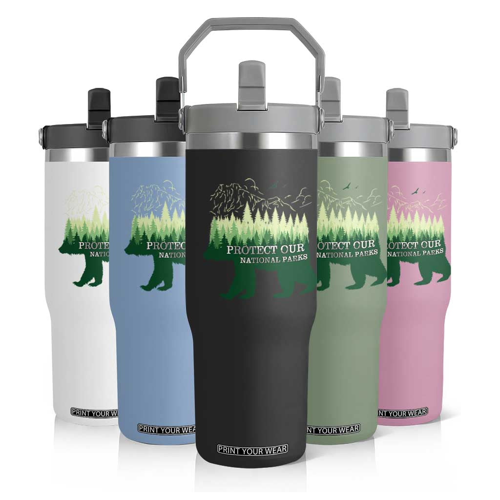 Protect Our Parks National Park Flip Straw Tumbler Bear Hiking Nature TS02 Print Your Wear
