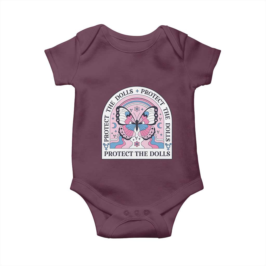 Protect The Dolls Baby Onesie Trans Women Pride Month Butterfly TS11 Maroon Print Your Wear