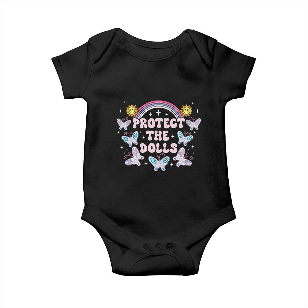 Protect The Dolls Baby Onesie Trans Women Pride Month Retro Groove Butterfly TS11 Black Print Your Wear