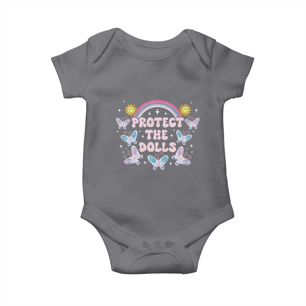 Protect The Dolls Baby Onesie Trans Women Pride Month Retro Groove Butterfly TS11 Charcoal Print Your Wear