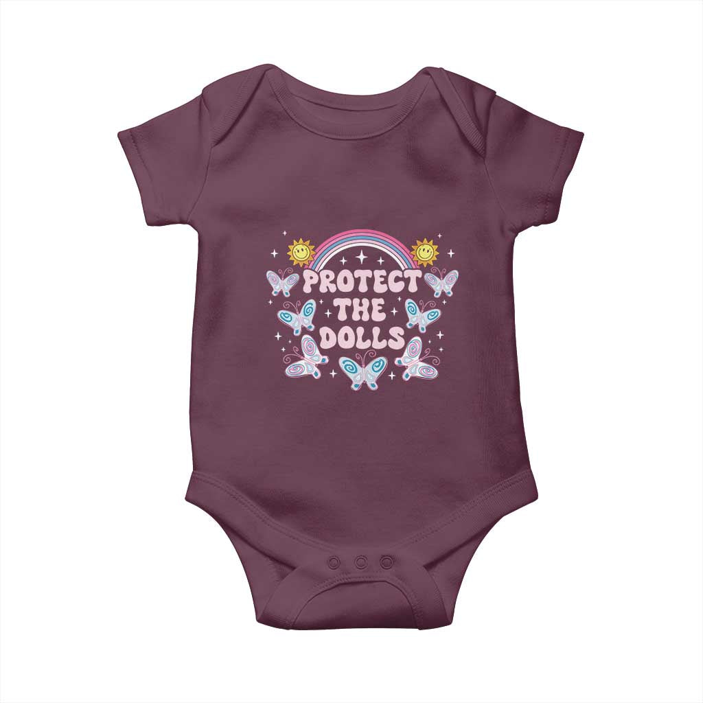 Protect The Dolls Baby Onesie Trans Women Pride Month Retro Groove Butterfly TS11 Maroon Print Your Wear