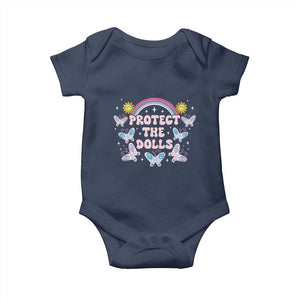 Protect The Dolls Baby Onesie Trans Women Pride Month Retro Groove Butterfly TS11 Navy Print Your Wear