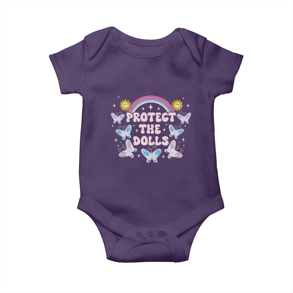 Protect The Dolls Baby Onesie Trans Women Pride Month Retro Groove Butterfly TS11 Purple Print Your Wear