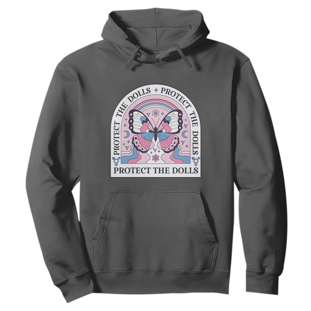 Protect The Dolls Hoodie Trans Women Pride Month Butterfly TS11 Dark Heather Print Your Wear