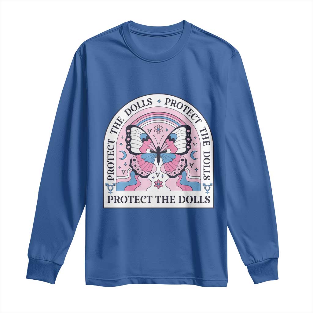 Protect The Dolls Long Sleeve Shirt Trans Women Pride Month Butterfly TS11 Royal Blue Print Your Wear