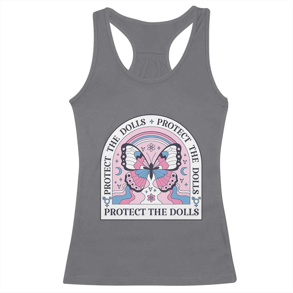 Protect The Dolls Racerback Tank Top Trans Women Pride Month Butterfly TS11 Charcoal Print Your Wear