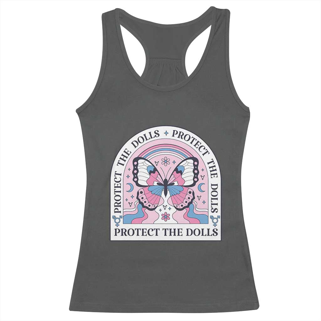 Protect The Dolls Racerback Tank Top Trans Women Pride Month Butterfly TS11 Dark Heather Print Your Wear