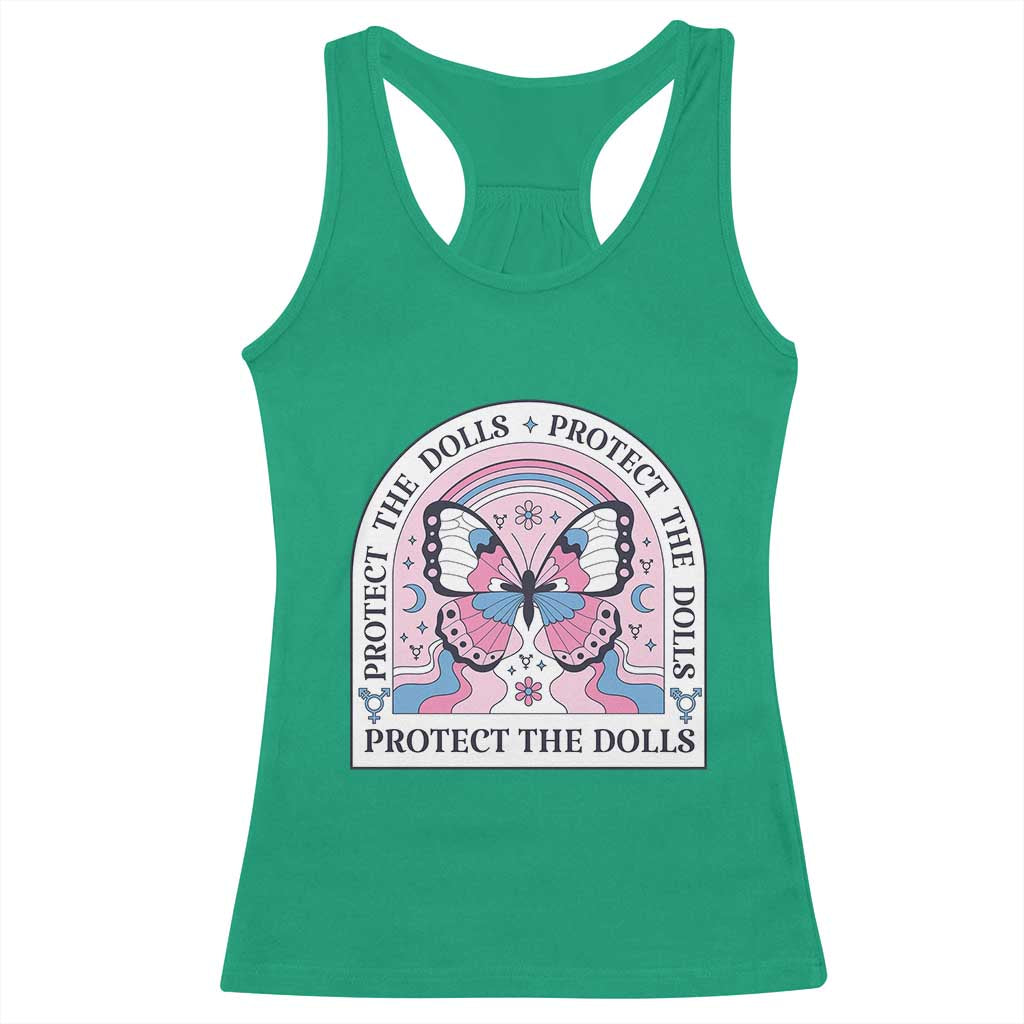 Protect The Dolls Racerback Tank Top Trans Women Pride Month Butterfly TS11 Irish Green Print Your Wear