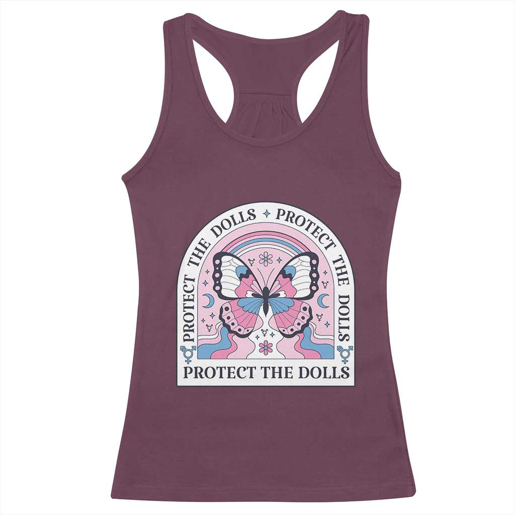 Protect The Dolls Racerback Tank Top Trans Women Pride Month Butterfly TS11 Maroon Print Your Wear