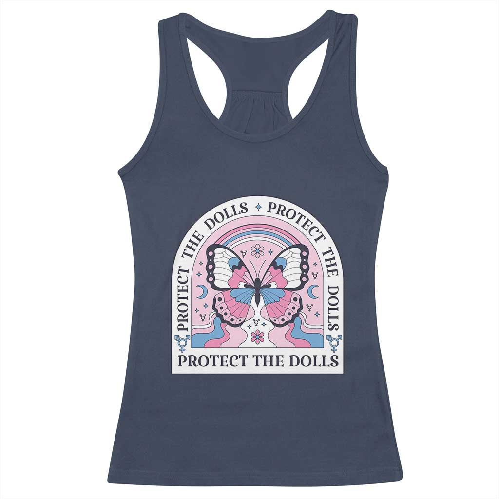 Protect The Dolls Racerback Tank Top Trans Women Pride Month Butterfly TS11 Navy Print Your Wear