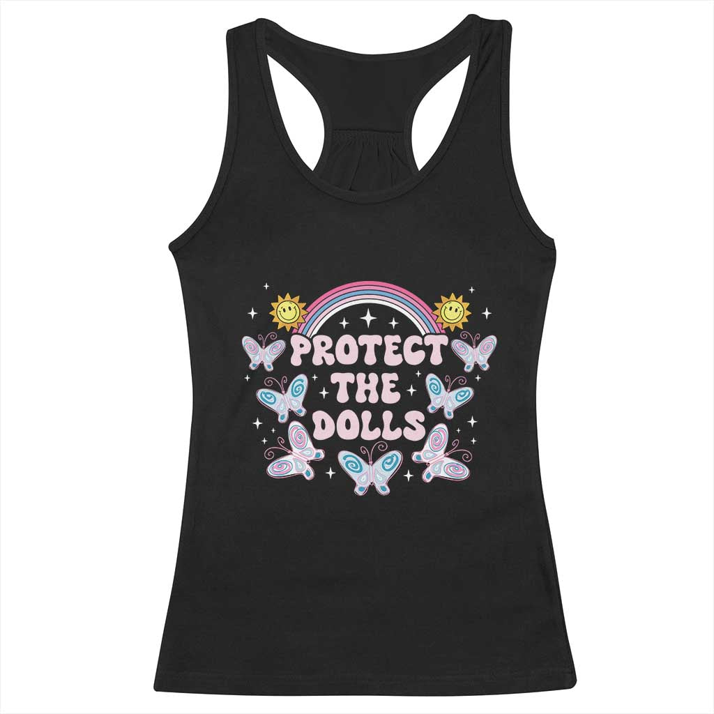 Protect The Dolls Racerback Tank Top Trans Women Pride Month Retro Groove Butterfly TS11 Black Print Your Wear