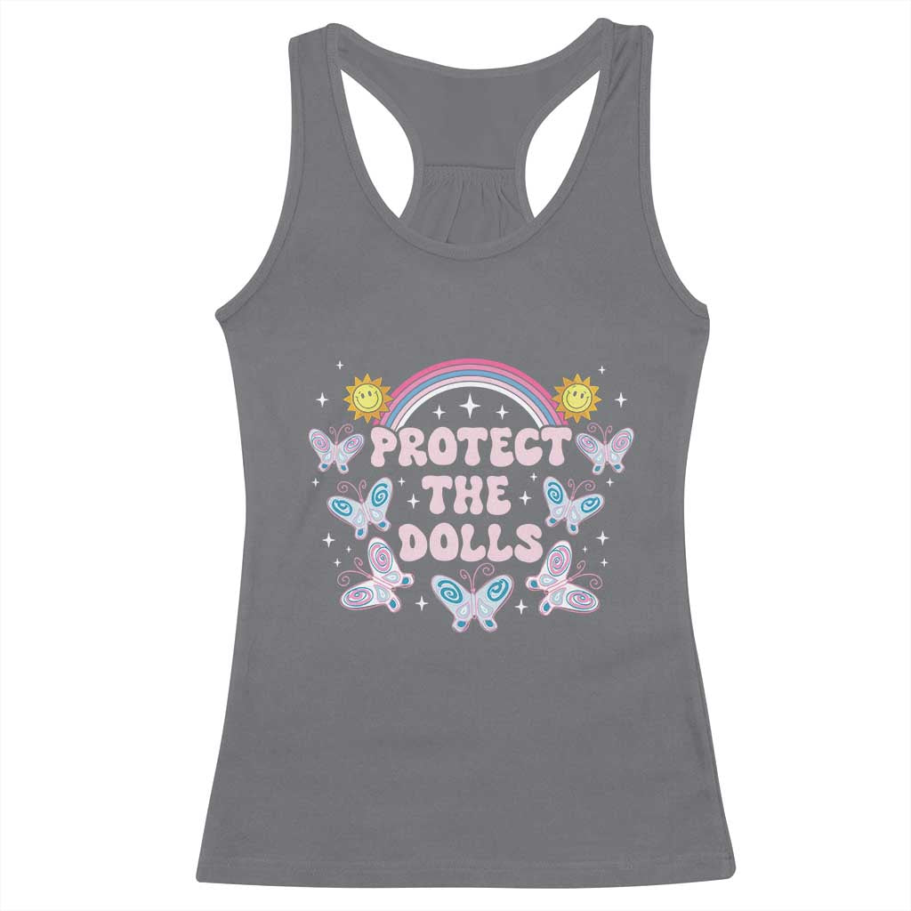 Protect The Dolls Racerback Tank Top Trans Women Pride Month Retro Groove Butterfly TS11 Charcoal Print Your Wear