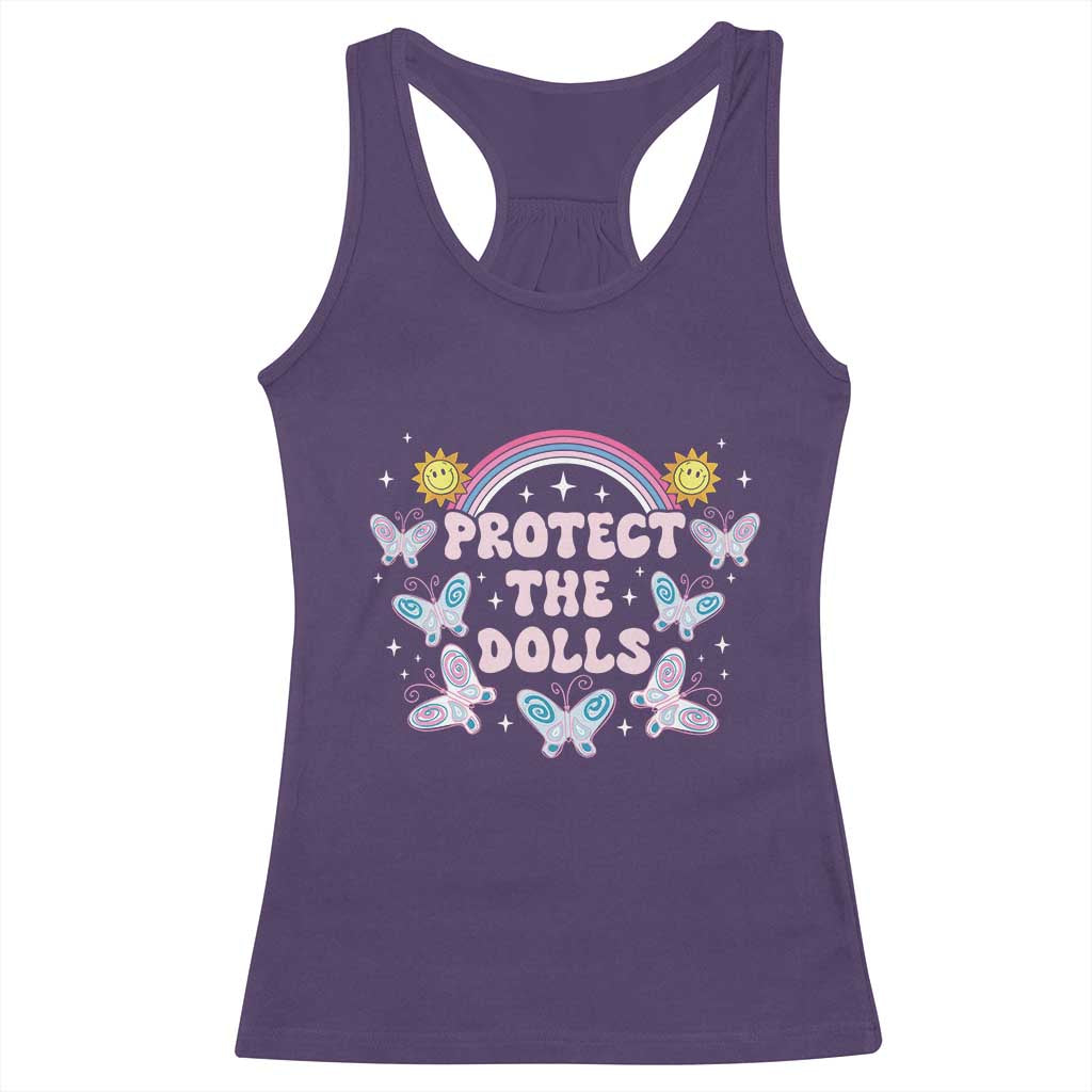 Protect The Dolls Racerback Tank Top Trans Women Pride Month Retro Groove Butterfly TS11 Purple Print Your Wear