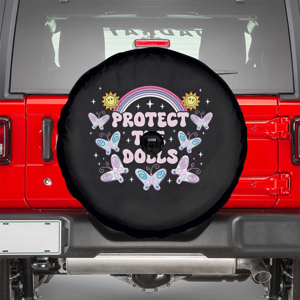 Protect The Dolls Spare Tire Cover Trans Women Pride Month Retro Groove Butterfly TS11 Black Print Your Wear