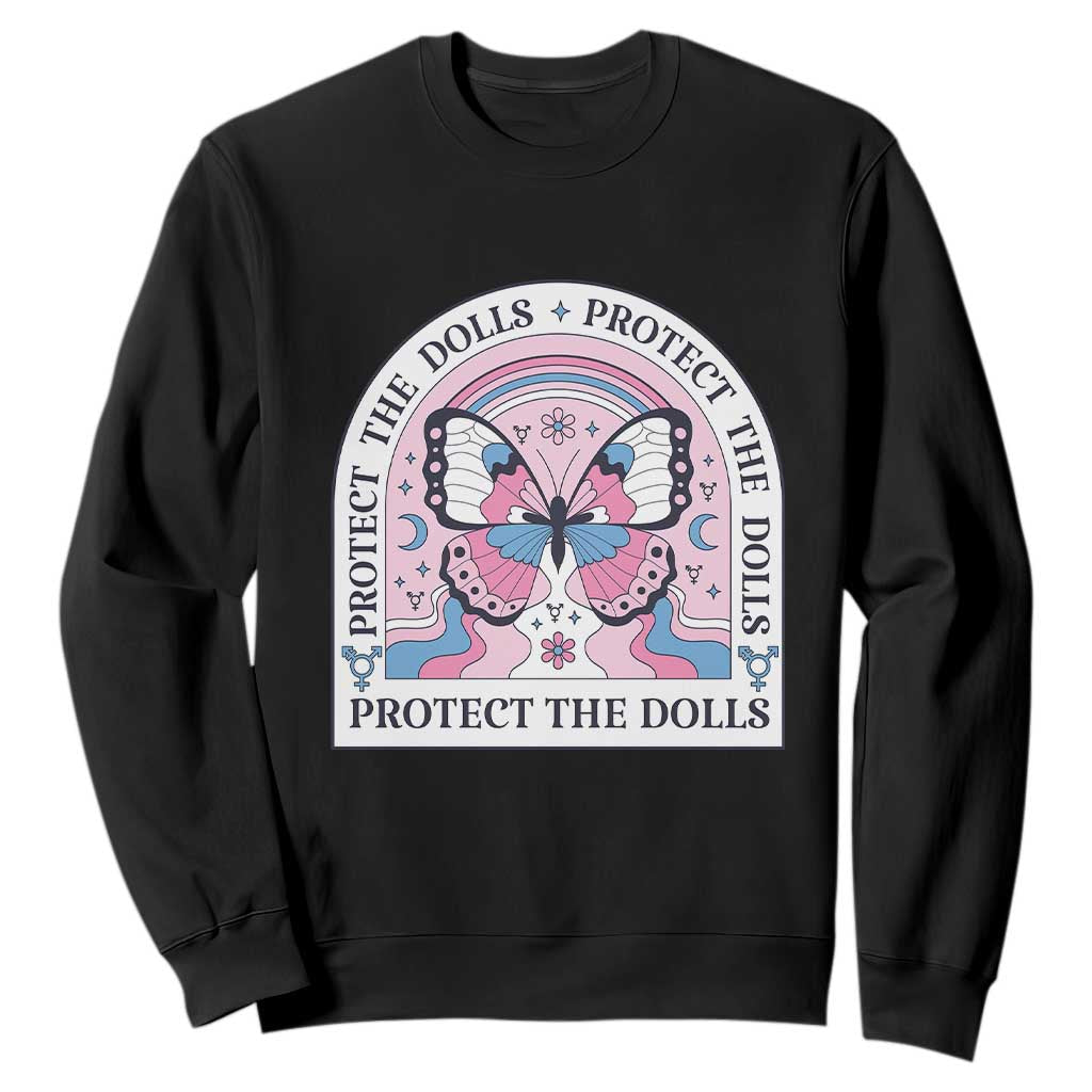 Protect The Dolls Sweatshirt Trans Women Pride Month Butterfly TS11 Black Print Your Wear