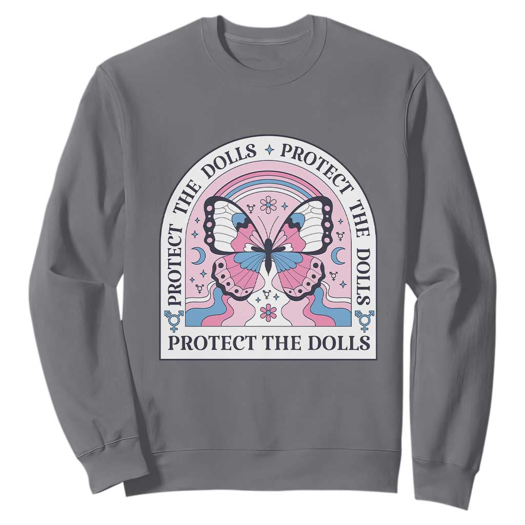 Protect The Dolls Sweatshirt Trans Women Pride Month Butterfly TS11 Charcoal Print Your Wear
