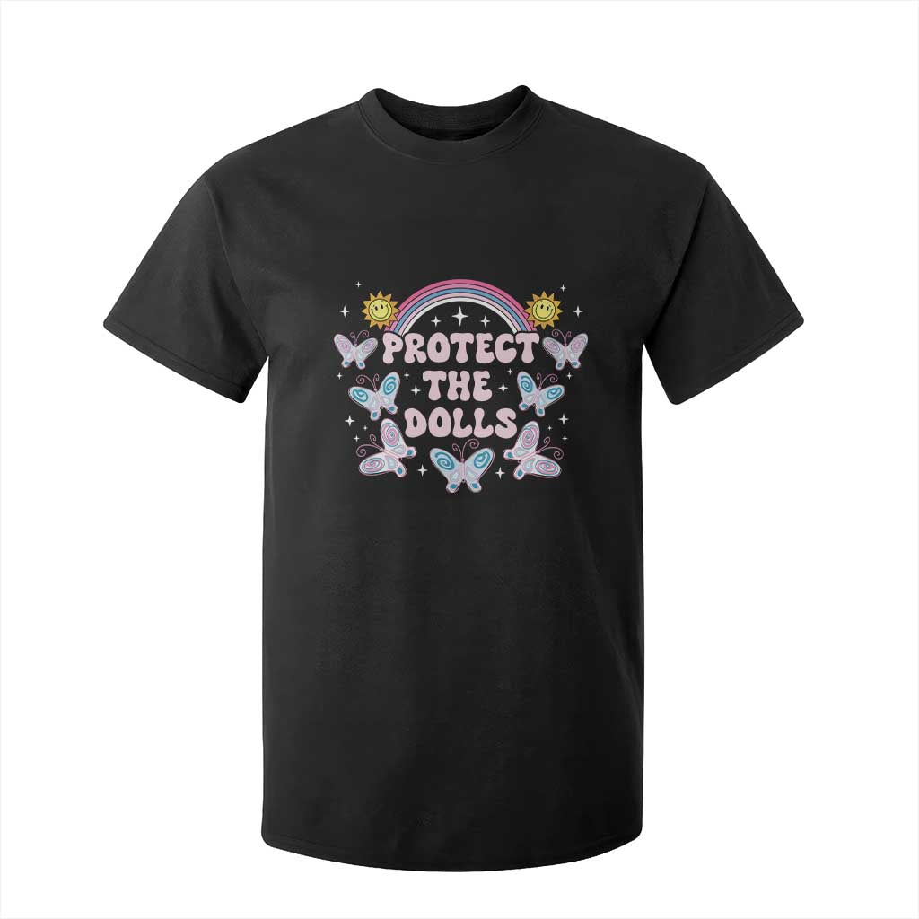 Protect The Dolls T Shirt For Kid Trans Women Pride Month Retro Groove Butterfly TS11 Black Print Your Wear
