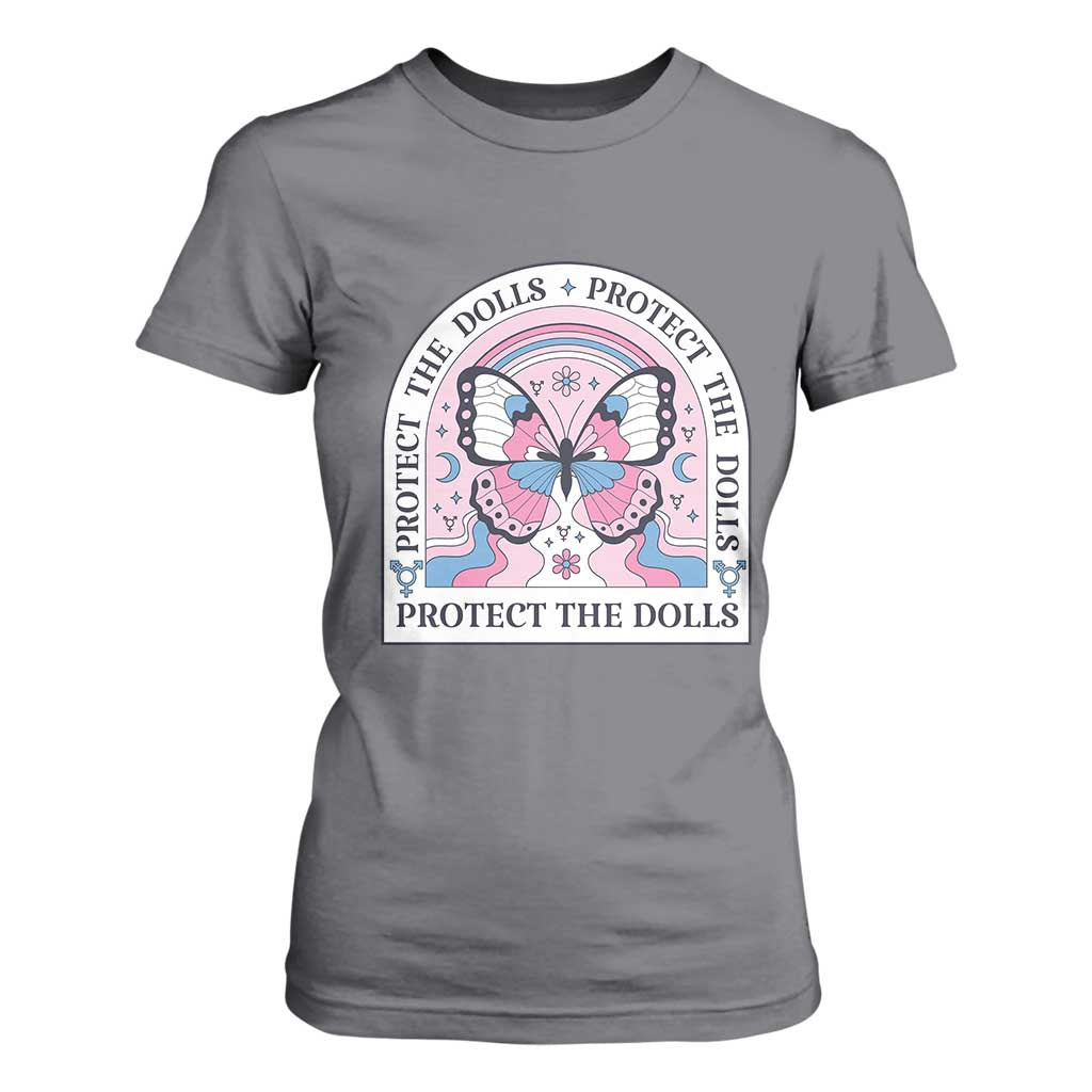 Protect The Dolls T Shirt For Women Trans Women Pride Month Butterfly TS11 Charcoal Print Your Wear