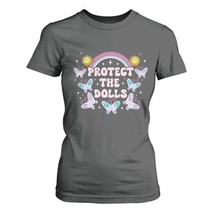 Protect The Dolls T Shirt For Women Trans Women Pride Month Retro Groove Butterfly TS11 Dark Heather Print Your Wear