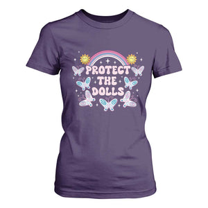 Protect The Dolls T Shirt For Women Trans Women Pride Month Retro Groove Butterfly TS11 Purple Print Your Wear