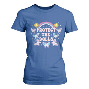 Protect The Dolls T Shirt For Women Trans Women Pride Month Retro Groove Butterfly TS11 Royal Blue Print Your Wear