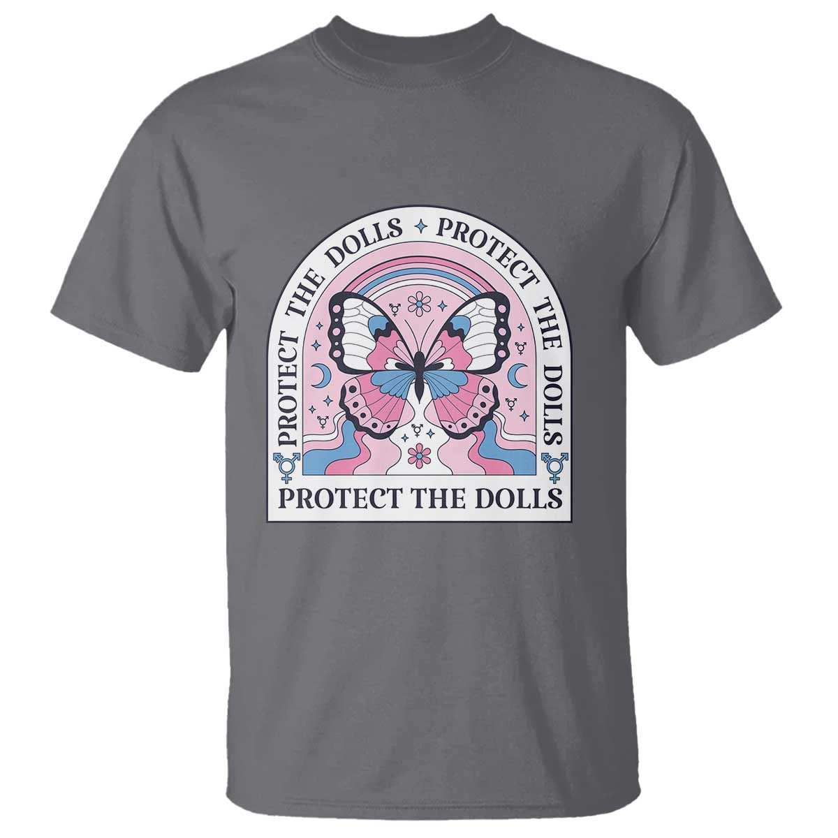 Protect The Dolls T Shirt Trans Women Pride Month Butterfly TS11 Charcoal Print Your Wear