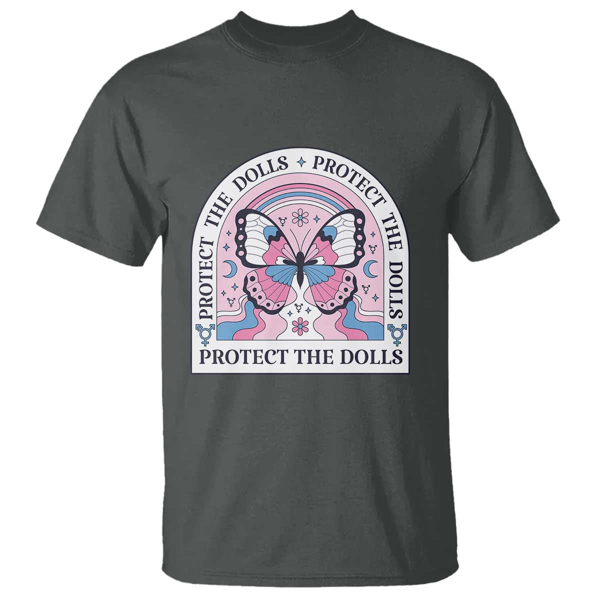 Protect The Dolls T Shirt Trans Women Pride Month Butterfly TS11 Dark Heather Print Your Wear
